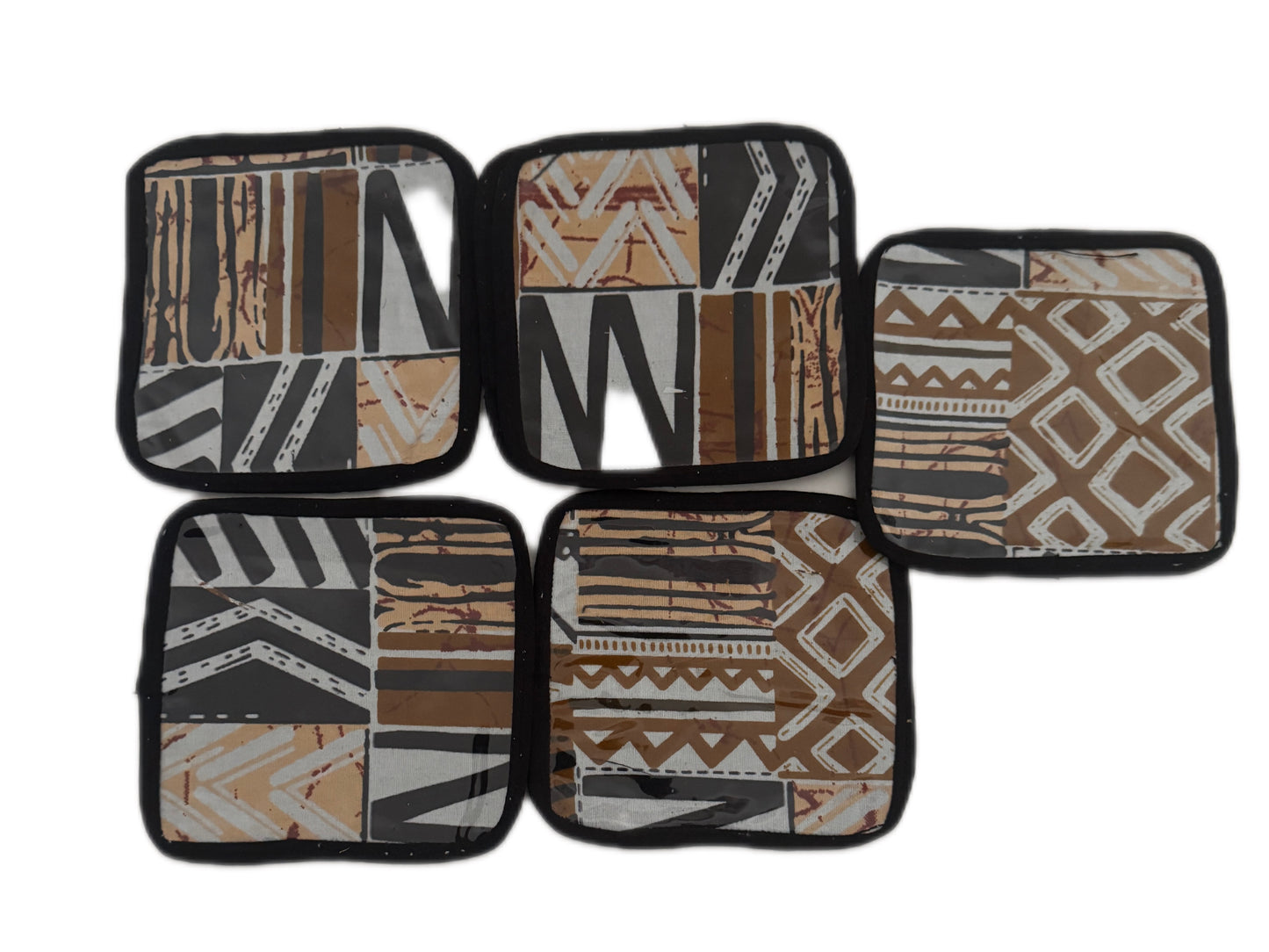 5 Elegant African Print Coaster & Table Mat Set – Handcrafted Vibrance for Your Dining Decor