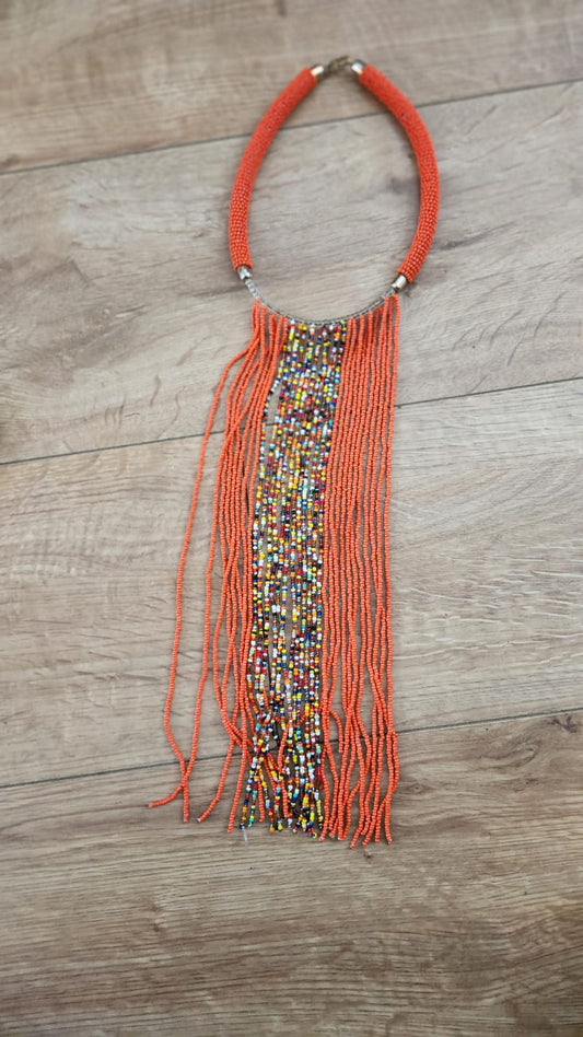 Kenyan Maasai Beaded Statement Necklace – Vibrant Elegance